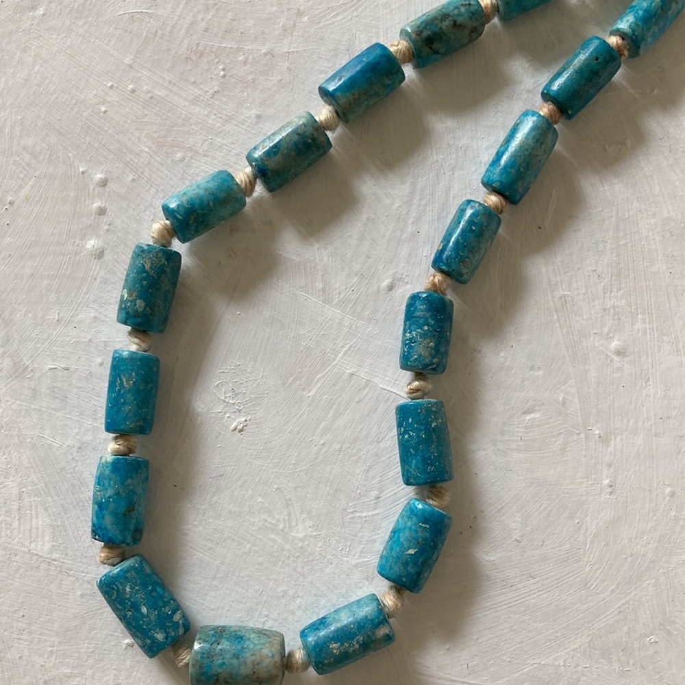 Tunisian Ceramic RARE vintage 60’s hand crafted beads hand knotted on rope